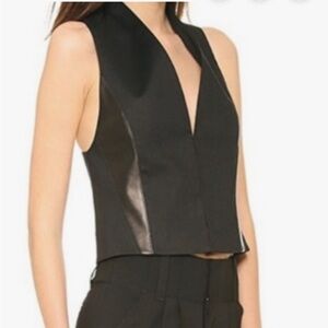 ALICE +OLIVIA JACQUI LEATHER VEST Black Size Small
